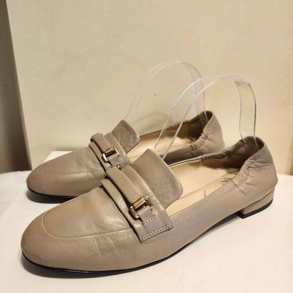 Bruno Magli "Vinny" Taupe Luxe Leather Block Heels Loafers sz. 6.5/37 MSRP $395 - Picture 1 of 7